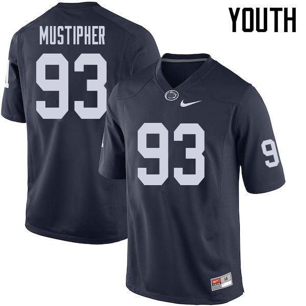 Youth #93 PJ Mustipher Penn State Nittany Lions College Football Jerseys Sale-Navy - Click Image to Close